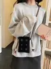 Bolso Cruzado Pequeño Casual Simple Transfronterizo, Bolso Cuadrado Pequeño de Terciopelo de Moda Versátil para Teléfono Móvil, Bolso de Hombro con Correa de Cuero Retro Bordada