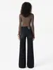 Jeans Feminino Simples e Luxuoso, Caimento Relaxado/Levemente Flare Solto de Cintura Alta, Perna Larga Reto Emagrecedor Stretch Preto e Cinza, Novo Modelo Outono 2026