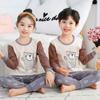 Nuevo conjunto de ropa para el hogar para niños de otoño e invierno, pijama de algodón de dos piezas para niños pequeños, medianos y grandes, entrega de una pieza