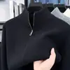 Cárdigan versátil de color liso transfronterizo para hombre, suéter grueso, chaqueta con cremallera y cuello alto cálida para primavera y otoño, prendas de punto para hombre