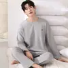 2026 Pijama Nuevo de Algodón Puro para Hombre Manga Larga Primavera y Otoño Adolescentes Tacto de Alta Gama 100% Algodón Jersey Ropa de Casa Hombre