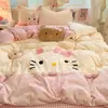 Conjunto de quatro peças de algodão matelassê para cama, lençóis de algodão puro, capa de edredom, toalha, lençol com elástico bordado, conjunto de três peças para dormitório 4
