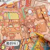 Caja de Regalo con Pegatinas para Libro Silencioso Little Mochi para Niños Bricolaje Hecho a Mano Sin Cortar Escena Miniatura 3D Pegatinas de Vestir
