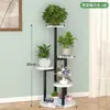 Suporte de Flores de Ferro para Sala de Estar, Estante de Flores de Chão para Varanda, Suporte de Vasos para Suculentas e Plantas Verdes, Estante de Armazenamento de Chão Multicamadas para Interior