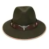 Chapéu Xizang Europeu e Americano Transfronteiriço Outono e Inverno Novo Chapéu de Cowboy Xizang Feminino Chapéu para Homens e Mulheres Acessórios de Chapéu com Cabeça de Touro para Exterior