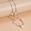 Collar Metálico Imitación Perla Corazón Estrella de Mar Concha Europeo y Americano, Collar Personalizado Estilo Vacaciones Dopamina de Gama Alta para Mujeres