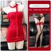 Floral Mar Sexy Lencería Estilo Puro Deseo Dulce y Picante Top Tubo Hombros Descubiertos Vestido Ajustado Rojo Terciopelo Conjunto para Casa para Mujeres A954