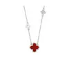 Collar de Plata de Ley S999 Estilo Influencer de Moda Colgante de Trébol de Cuatro Hojas Cadena para Clavícula Joyería Sencilla de Nicho Venta al por Mayor para Mujeres