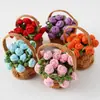 Posavasos de Ramo de Flores Hecho a Mano Terminado Posavasos Creativo de Cesta de Rosa Burbuja Tejido a Crochet Regalo Creativo Tejido