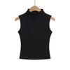 Chaleco Básico Ajustado de Medio Cuello Alto sin Mangas Estilo Hot Girl Pura Lujuria Sexy Ropa Interior Top Ajustado para Base