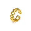 Nuevo Anillo Abierto Geométrico Elegante de Moda Europea y Americana de Nicho para Mujer Acero de Titanio Oro de 18 Quilates Versátil Joyería Simple para Mano