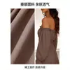 Vestido Sexy Elegante Feminino Europeu e Americano Amazon Ombro a Ombro Solto Transpassado Franzido de Um Ombro Atravessado