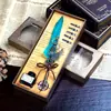 Pavo Real Azul mecánico punk alas pluma pluma de inmersión tinta regalo publicitario pluma de ave set de plumas