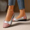 Zapatos de Verano para Mujer de Talla Grande con Combinación de Colores, Boca Baja, Slip-On, Tacón de Cuña, Punta Redonda, Comercio Exterior