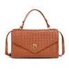 Bolsos para Mujer Primavera y Verano Nueva Moda Bolso Tejido Bolso de Hombro Cruzado Bolso de Mano Bolso Cuadrado Pequeño Bolso Sobre con Cierre Bolso de Noche