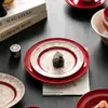 Juego de Vajilla para Boda Regalo de Boda Platos Rojos Vajilla Nuevo 2025 Juego de Platos Vajilla Estilo Antiguo