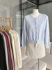 Cárdigan de punto de estilo coreano simple de cuello redondo y abotonadura sencilla en color caramelo para mujer, nuevo para principios de otoño, estilo suave, chaqueta de manga larga