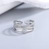 Anillo Cruzado de Nuevo Estilo Coreano con Línea de Diamantes para Mujer Moda Personalidad Fresco y Exquisito Anillo de Circón de Celebridad Cibernética