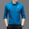 2025 Nueva Camisa de Manga Larga con Cuello para Hombre Estilo Británico de Negocios Moda Holgada Talla Grande Camisa Tops para Hombre