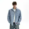 Camisa xadrez azul desgastada com colarinho para homens e mulheres, novo estilo moderno para o início do outono, camisa solta casual de manga comprida, top versátil