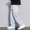 Calças masculinas plus size para outono e inverno, calças retas de nove pontos modernas e estilosas, soltas, versáteis, bonitas, emagrecimento, calças casuais