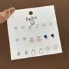 Set Semanal de Pendientes de Nicho Estilo Coreano, Pendientes Lindos y Compactos de Aleación Electroplateada con Pedrería, Venta al por Mayor