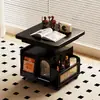 Mesa de Centro Móvel de Madeira Maciça, Mesa de Chá Multifuncional Ajustável, Carrinho Dobrável para Apartamento Pequeno, Mesa de Chá, Sofá, Mesa de Jantar, Uso Duplo, Madeira Natural