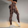 Calça Legging de Yoga Tie-Dye Lateral Vazada Transfronteiriça para Mulheres, Sem Costura de Cintura Alta Levanta Bumbum Justa Esportiva Fitness