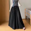 Nuevo estilo de otoño, pantalones-falda plisados de cintura alta elástica con cinturón, de caída fluida y diseño único para mujer