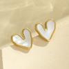 Aretes Retro de Conchas Irregulares en Forma de Corazón de Estilo Ins Europeo y Americano, Aretes de Acero Inoxidable Sencillos y Modernos