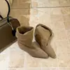 Primeiro Encontro Botas de Cano Curto da Moda Sazonal Bico Fino para Mulheres Outono Emagrecedoras Botas Skinny Marrons Versáteis Elegantes