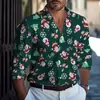Traje de Navidad Nuevo para Personas Mayores 2024 Camisa con Estampado Abstracto Artístico Camisa de Manga Larga Plegable Primavera Otoño