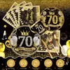 Festa de Aniversário Série Ouro Negro 70ª Garfo e Colher Prato de Jantar Conjunto Suprimentos para Louças Diário Festival Casamento Louças de Mesa para Casamento