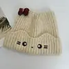 Chapéu de Gato Estilo Coreano Fofo Chapéu de Lã para Mulheres Outono Inverno Chapéu Frio Proteção Térmica para Orelhas Chapéu de Tricô Faz o Rosto Parecer Menor Versátil Estudante