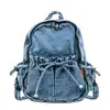 Mochila de Mezclilla Lavada Estilo Japonés Retro, Bolso Escolar Casual Simple y Versátil para Estudiantes, Mochila de Lona Estilo Harajuku