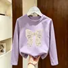 Camiseta Feminina para Primavera e Outono 2026 Nova Moda Manga Longa para Meninas, Roupa de Outono para Bebê Menina, Camiseta Básica 100% Algodão