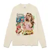 Camiseta de Manga Corta Impresa Estilo Hip-Hop Retro Americano Transfronterizo Sabrina Carpenter, Sudadera con Capucha de Manga Larga y Cuello Redondo de Peso Pesado