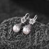 Pendientes de plata de ley S925 con forma de ciervo, con perlas de agua dulce, estilo vintage, con flores de ciruelo antiguas, con cuentas redondas, estilo chino, con patrón nacional, gancho para la oreja.