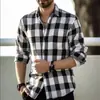 Verão Transfronteiriço Alta Qualidade Estampada Moda Popular Casual Versátil Xadrez Masculina Manga Longa Fina