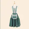 Delantal de Encaje Vintage Estilo Francés para Mujer, Falda con Tirantes para Cocina y Hogar, Elegante y Dulce con Bordes Fruncidos y Patchwork de Encaje en Marrón