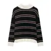 Suéter Retro Rayado Europeo y Americano Otoño e Invierno Estilo Japonés Moderno Holgado Estilo Perezoso Suéter de Punto