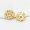 Acessórios de joias diy flor de miçangas feita à mão suporte para flores banhado a cobre ouro real cravejado zircônia tampa de flor suporte de contas fábrica atacado direto