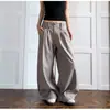 Pantalones Retro Americanos 2026 Cintura Irregular Corte Limpio Ajuste Delgado Sueltos Simples Pierna Ancha