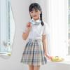 Falda JK Uniforme para Niñas Falda a Cuadros Traje de Manga Corta Falda Estilo Universitario Falda Plisada Falda de Estudiante para Niña Primavera y Verano