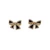 Pendientes de Lazo Pequeño Flash Diamante Negro para Mujer Verano 2024 Nuevos Pendientes Pequeños Exquisitos de Lujo Ligero