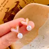 Pendientes de Botón con Perla y Corazón Rosa Frescos y Sencillos para Mujer, Modernos y Versátiles con un Toque de Lujo, Pendientes Únicos de Nicho