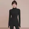 Roupa de yoga forrada com fleece e espessa para mulheres, novo estilo, para corrida, treino esportivo, jaqueta de yoga, top fitness de manga comprida com gola alta e zíper