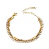 Pulsera de Tenis Cuadrada de Doble Capa Transfronteriza Europea y Americana para Hombres Doble Capa Apilada Lujo Ligero Acero Inoxidable de Alta Gama Accesorios de Joyería para Manos
