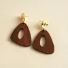 Pendientes de Corazón de Madera Color Café Transfronterizos Europeos y Americanos, Pendientes Estilo Retro Maillard, Pendientes de Diseño de Nicho para Mujer