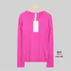 Camiseta Deportiva de Yoga Manga Larga Lulu Mismo Estilo 1.0 Secado Rápido Cuello Redondo Yoga Running Fitness Ajuste Delgado Top para Mujer